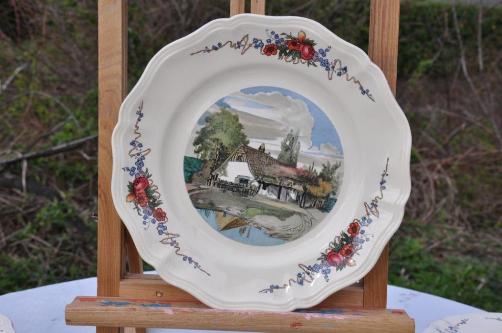 assiette plate obernai sarreguemines decor h loux (2), Antiek en Kunst, Ophalen of Verzenden