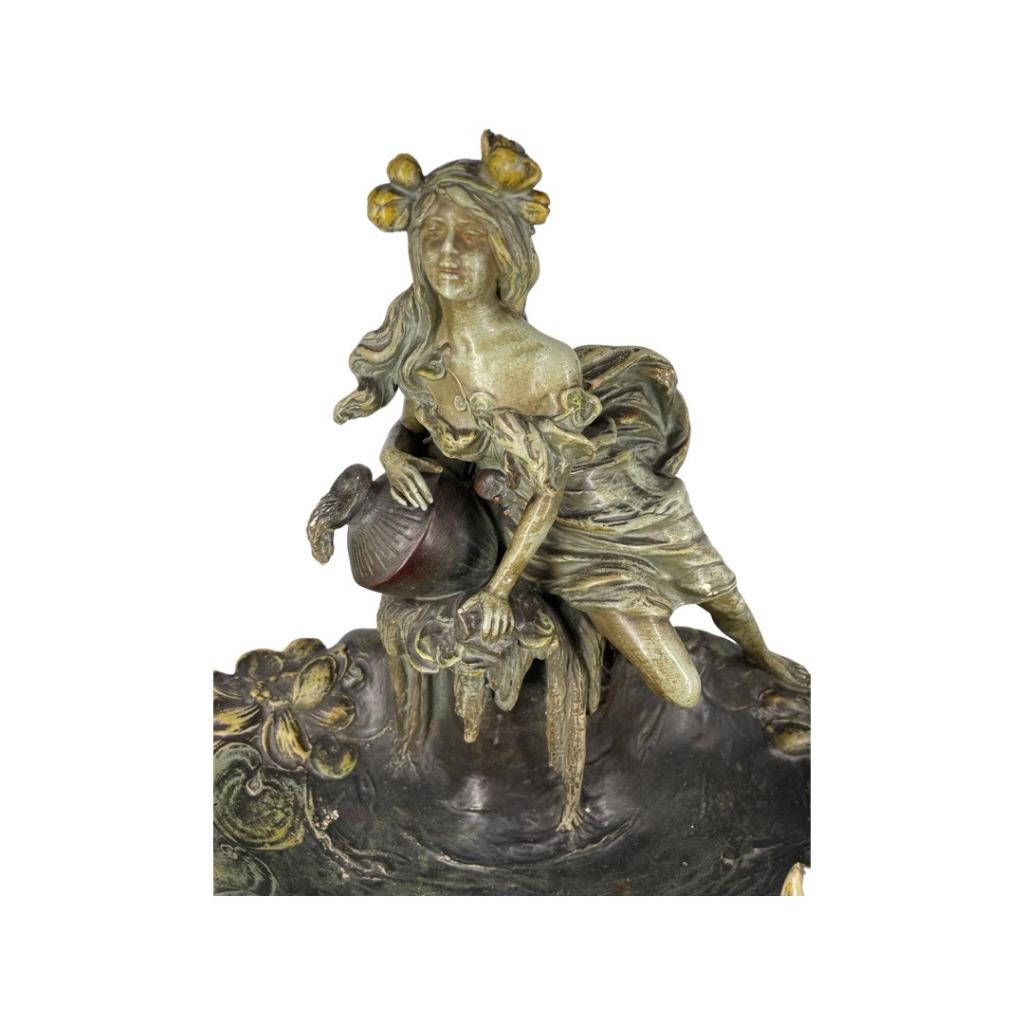 Sculpture Art Nouveau en Plâtre Patiné - Numérotée 62, Antiquités & Art, Enlèvement ou Envoi