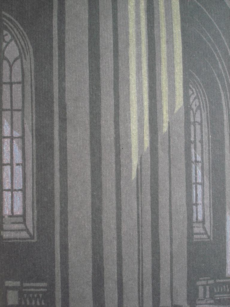 interieur OLV kerk Brugge Eduard Pellens houtsnede lino, Antiek en Kunst, Kunst | Etsen en Gravures, Ophalen of Verzenden