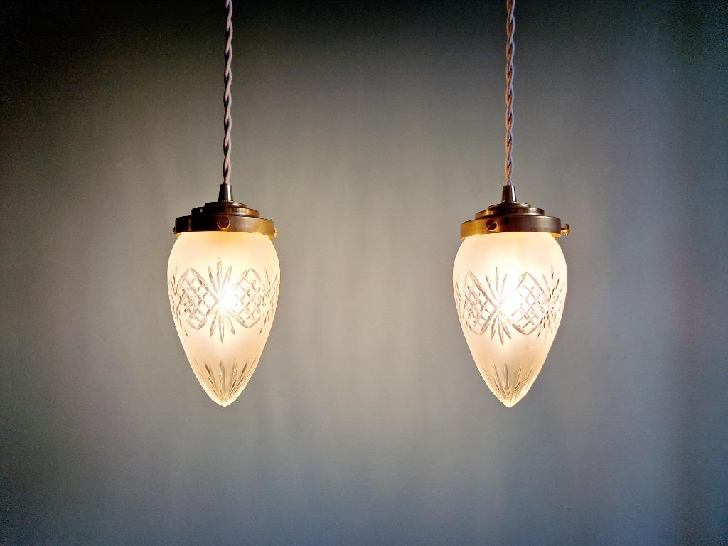 Suspension en cristal satiné (2 disponibles), début XXe, Enlèvement ou Envoi