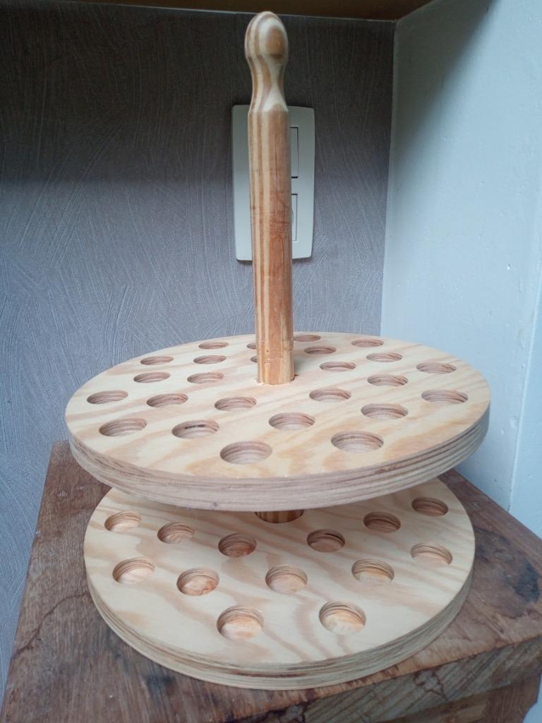 Ronde natuur houten houder voor proefbuisjes, Ophalen, Zo goed als nieuw