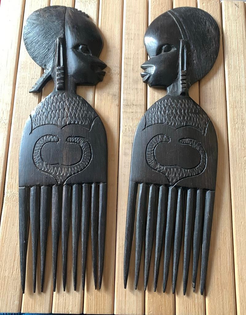 Zeer mooi antiek houten Afrikanse kamen, Antiek en Kunst, Ophalen of Verzenden