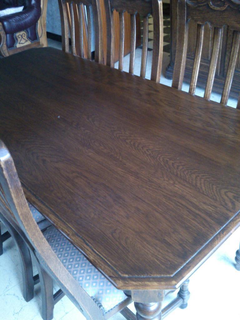 tafel en 6 stoelen, ook afzonderlijk te koop eik, Huis en Inrichting, Ophalen, Eikenhout, 50 tot 100 cm, Zo goed als nieuw