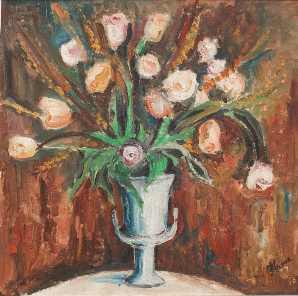 Maria Q.: Bloemenstilleven (80 x 80 cm), Envoi