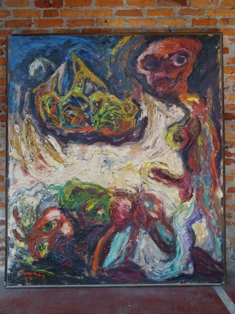 Marc Kennes peinture Aliens nu 155x179cm Livraisson possible, Antiquités & Art, Art | Peinture | Moderne, Enlèvement