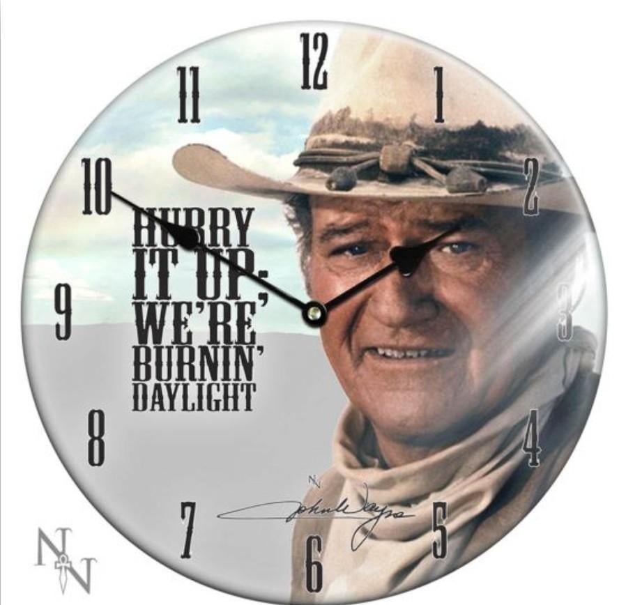 John Wayne horloge murale en verre montre film de cowboy, Enlèvement ou Envoi, Neuf, Horloge murale