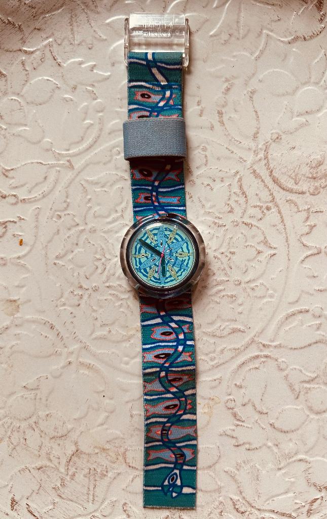 1992 Pop Swatch Blub Blub vintage, Handtassen en Accessoires, Horloges | Heren, Kunststof, Gebruikt, Polshorloge, Swatch