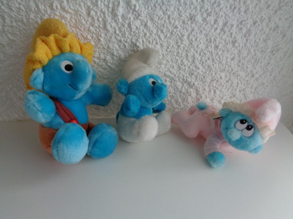 Peluche Schtroumpf et Schtroumpfette X 3 pièces., Enlèvement ou Envoi, Utilisé, Schtroumpfette, Autres types