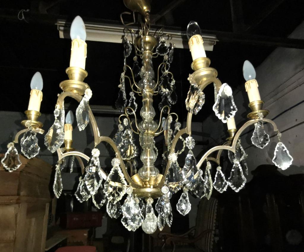 Grand lustre en cristal ancien diamètre 85 H 100+, Antiquités & Art, Curiosités & Brocante, Enlèvement
