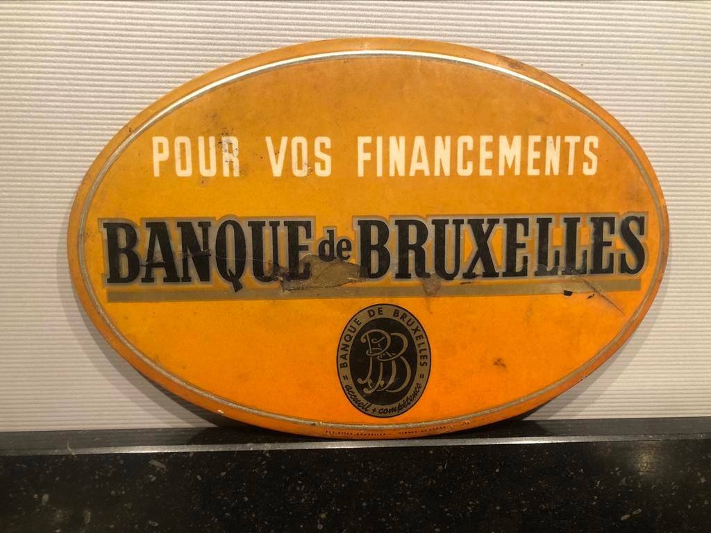 vintage reclamebord glacoide BANQUE DE BRUXELLES (BBL) oud!, Envoi