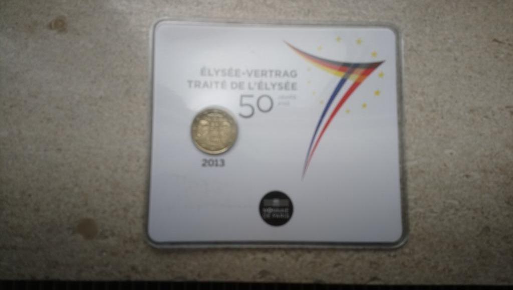 Euromunten Frankrijk 2 euro 2013 -Traite de l' Elysée, Postzegels en Munten, Ophalen of Verzenden, Frankrijk, 2 euro, Losse munt