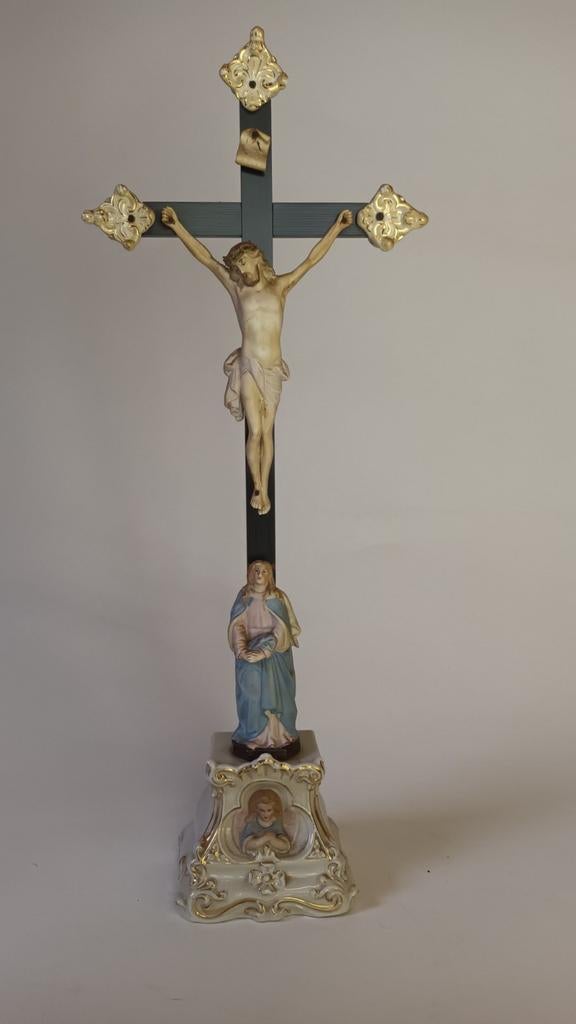 Porselein Altaarkruis groot, Antiek en Kunst, Antiek | Religieuze voorwerpen, Ophalen