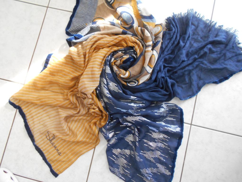 SHANNA ...neuf ...joli foulard (bleu/blanc/moutarde), SHANNA, Enlèvement ou Envoi, Neuf, Écharpe