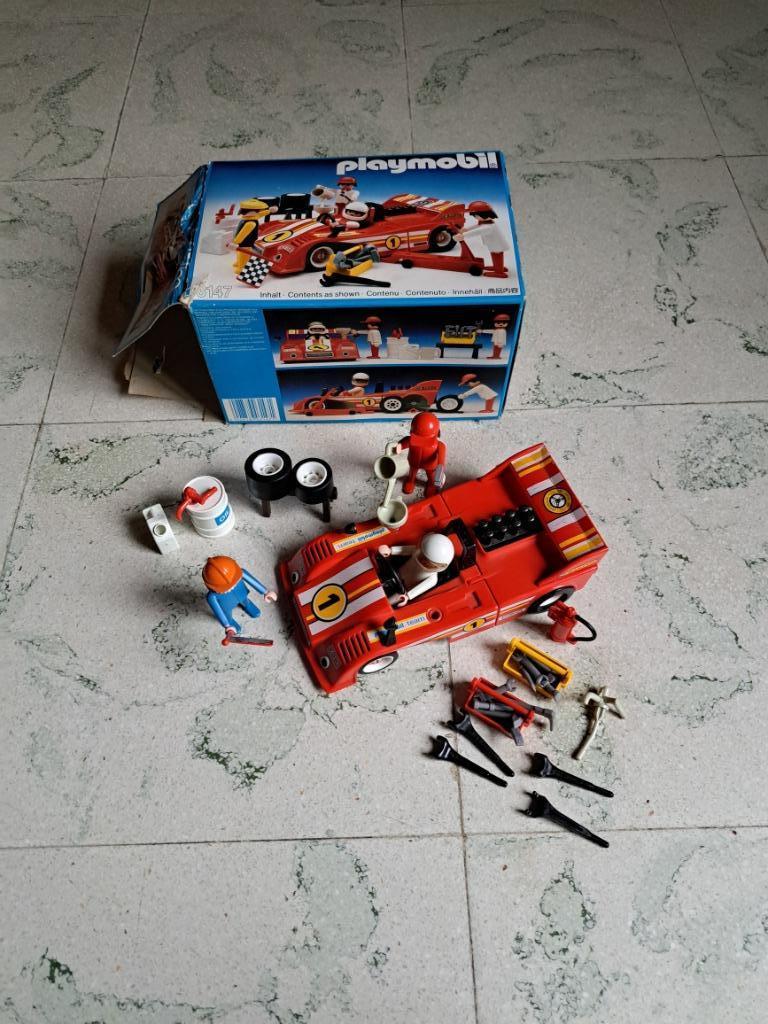 Vintage Playmobil 3147 rode racewagen, Ophalen, Gebruikt, Complete set