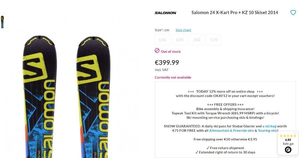 Ski's Salomon met bindingen 170cm, 160 à 180 cm, Carving, Skis, Salomon
