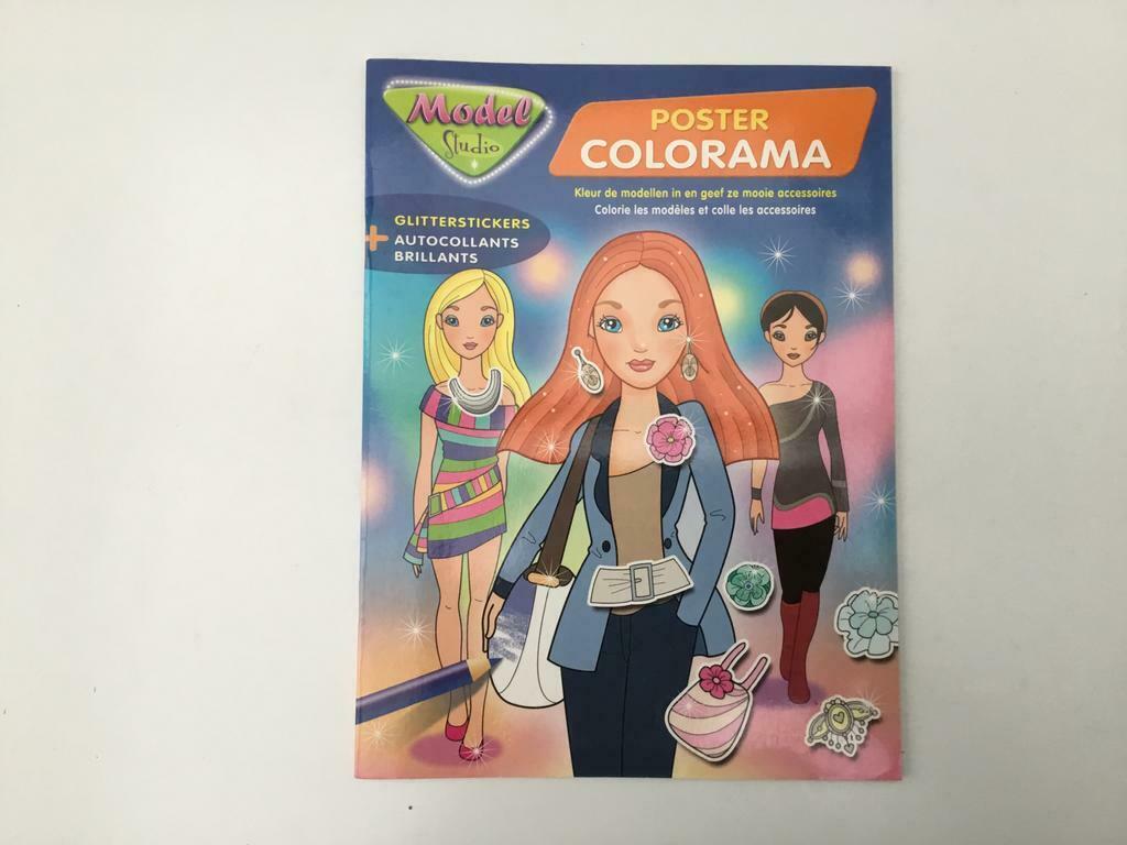 Model Studio kleurboek en poster colorama en glitterstickers, Ophalen of Verzenden, Nieuw, Papier, Schets- of Tekenboek