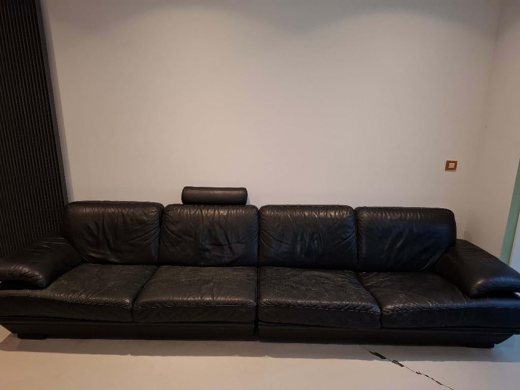Natuzzi Plaza - Zwart - 22 jaar oud - Bieden vanaf €250, 75 à 100 cm, 300 cm ou plus, Quatre personnes ou plus, Banc droit