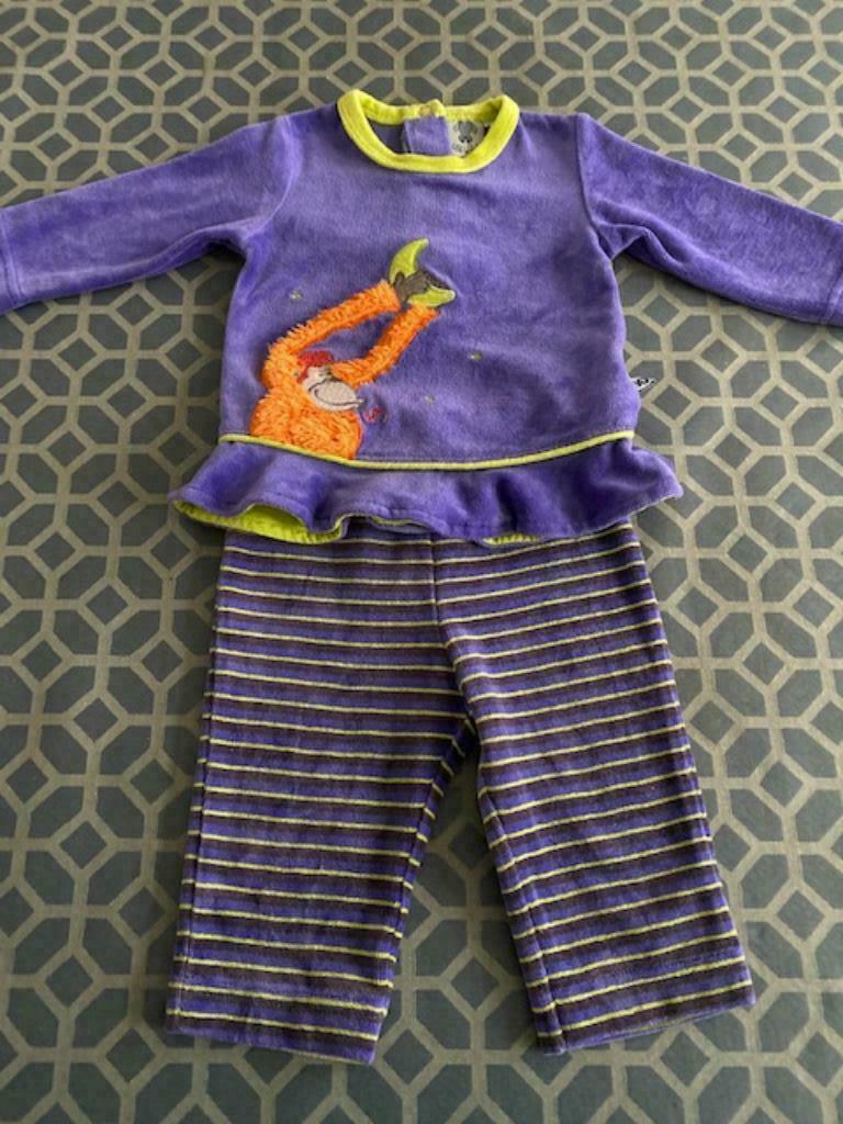 Woody pyjama velours met aap maat 3M / 62, Enfants & Bébés, Enlèvement ou Envoi, Vêtements de nuit ou Sous-vêtements, Utilisé