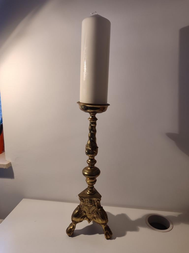 Koper kandelaar kaars antiek, Ophalen of Verzenden