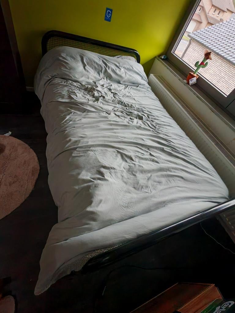 Heel mooi zwart metalen bed, twijfelaar! zeer goede staat!, Enlèvement, Comme neuf, Queen size
