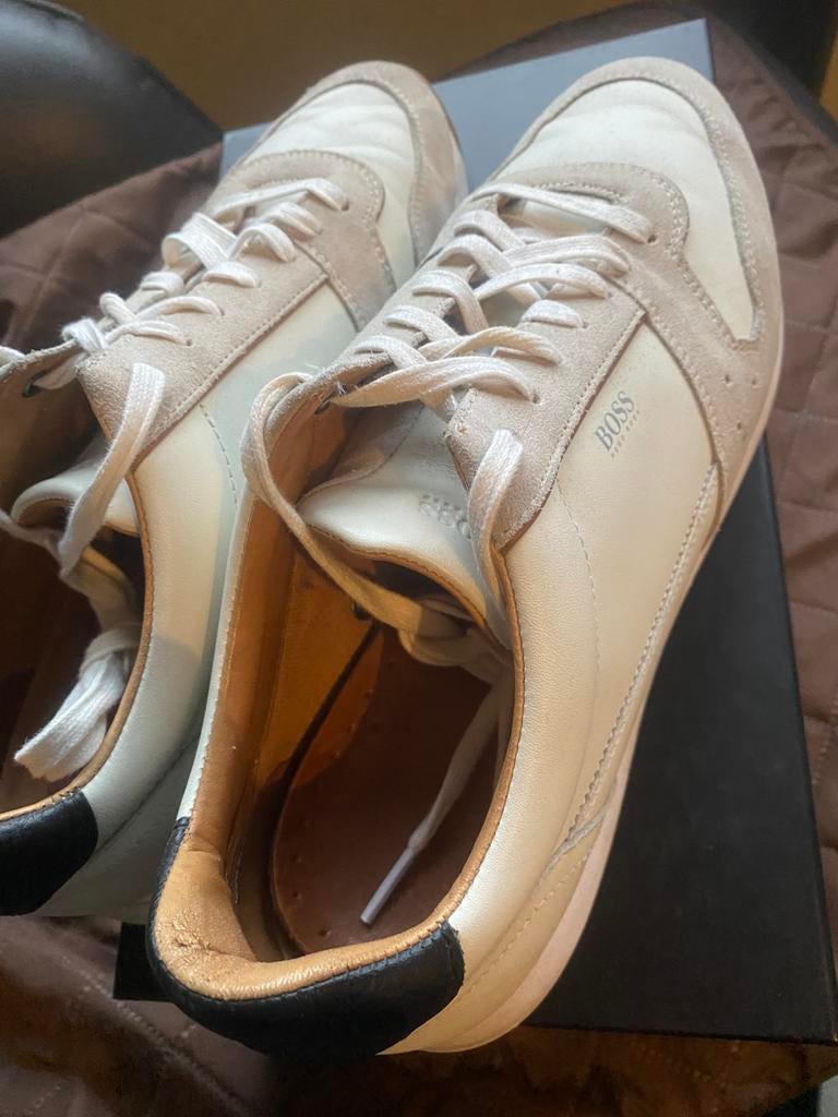 Hugo boss wit heren schoenen sneakers, Enlèvement ou Envoi, Comme neuf, Blanc, Baskets