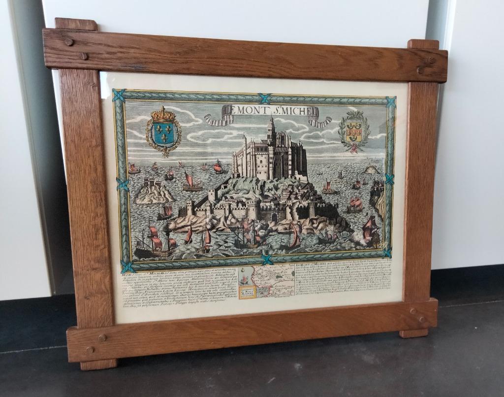 Eikenhouten frame van „MONT ST MICHEL” 62 X 52 cm, Ophalen, Overige typen, Zo goed als nieuw, 50 tot 75 cm