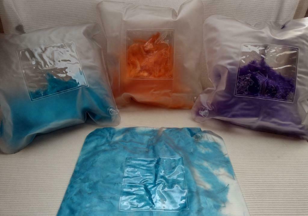 opblaasbare kussens, gekleurde veren binnenkant * vintage, Huis en Inrichting, Woonaccessoires | Kussens, Ophalen, Nieuw, Oranje