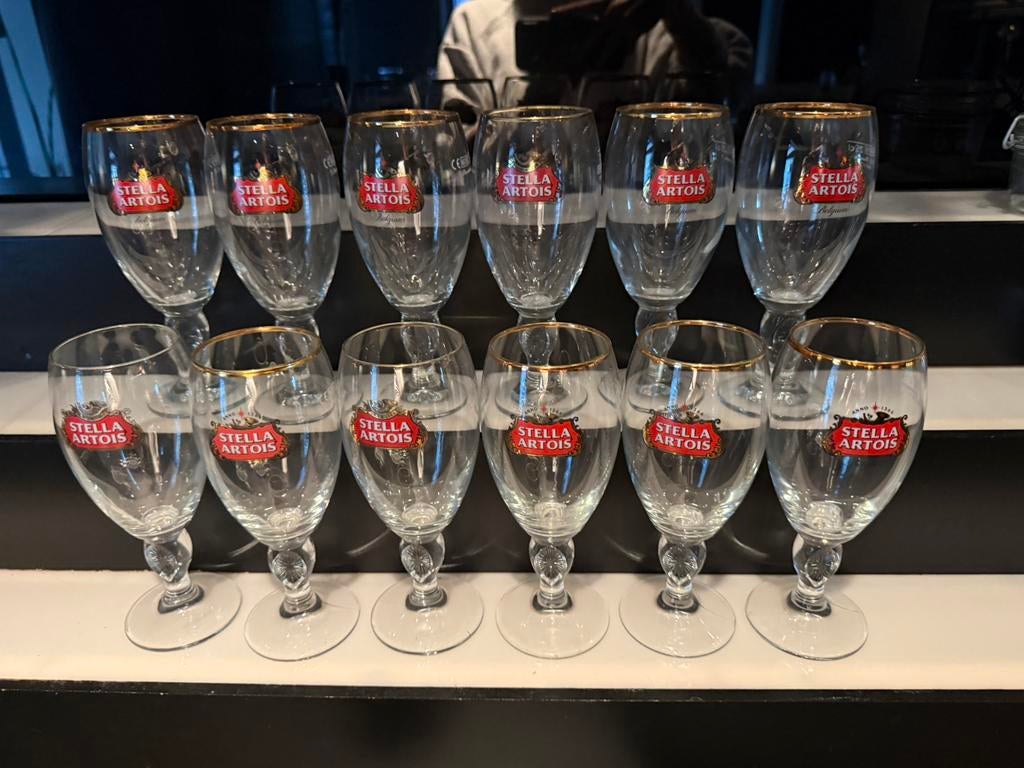 12 Stella Artois glazen 25cl, Verzamelen, Glas en Drinkglazen, Ophalen, Zo goed als nieuw