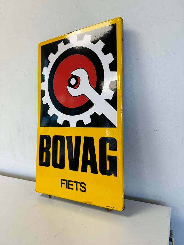 BOVAG emaille reclamebord, Ophalen of Verzenden, Gebruikt, Reclamebord