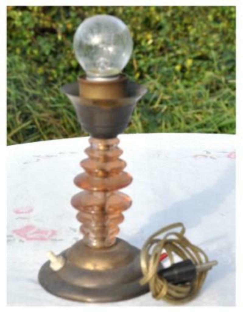§  pied de lampe art deco laiton verre rose, Enlèvement ou Envoi