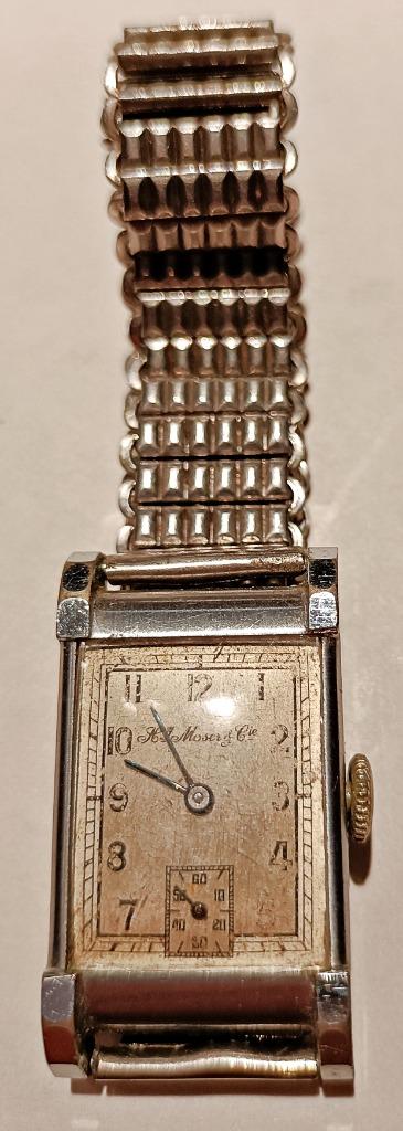 Montre homme mécanique rectangul. H. MOSER & Cie, de 1940-45, Enlèvement ou Envoi, Utilisé