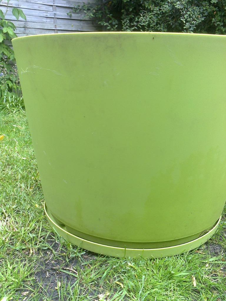 Bloempot met onderzetschaal, Ophalen, Kunststof, 40 cm of meer, Rond