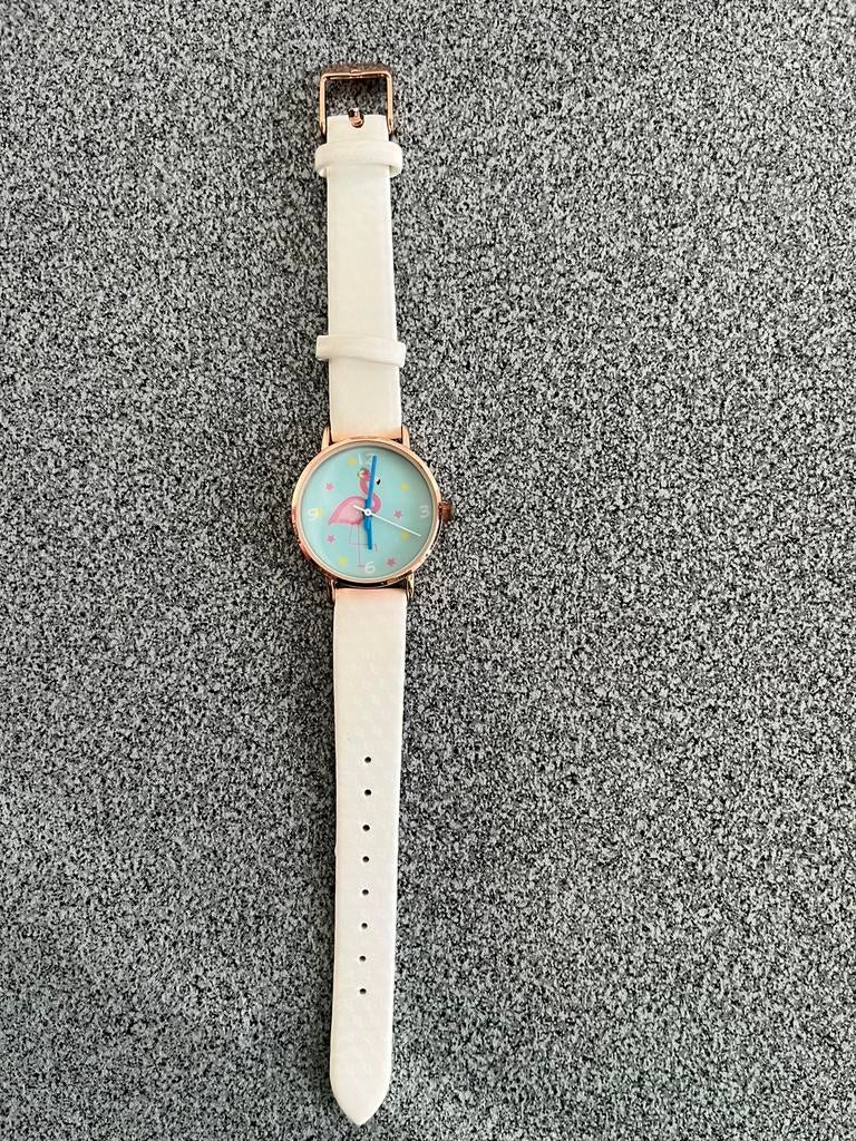 Kinderhorloge flamingo - verandert van kleur in de zon, Bijoux, Sacs & Beauté, Enlèvement ou Envoi, Comme neuf, Fille