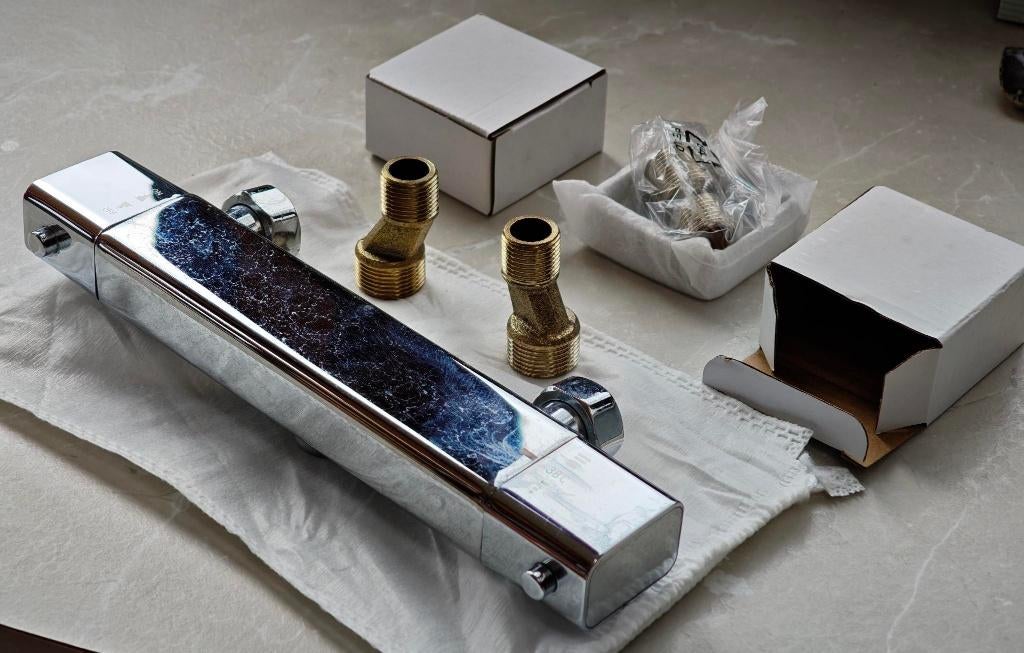 Thermostatische design douchekraan, Ophalen of Verzenden, Gebruikt, Chroom, Douche