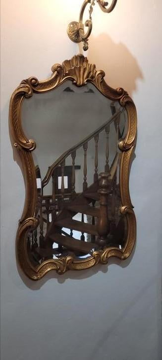 Oude houten spiegel met geslepen spiegel, Antiek en Kunst, Antiek | Spiegels, Ophalen