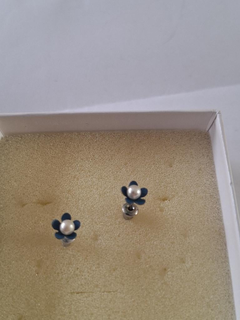 Boucles d'oreilles à fleurs bleues, Enlèvement ou Envoi, Utilisé, Boucles d'oreilles