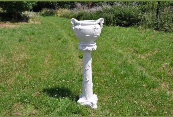 § complet colonne et cache pot en barbotine peint blanc, Antiquités & Art, Enlèvement