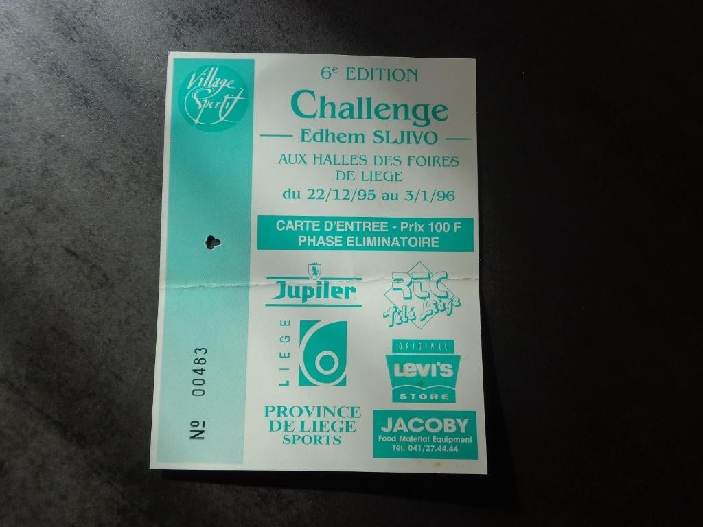 1 ancien ticket mini foot Challenge Edhem Slivo, Enlèvement
