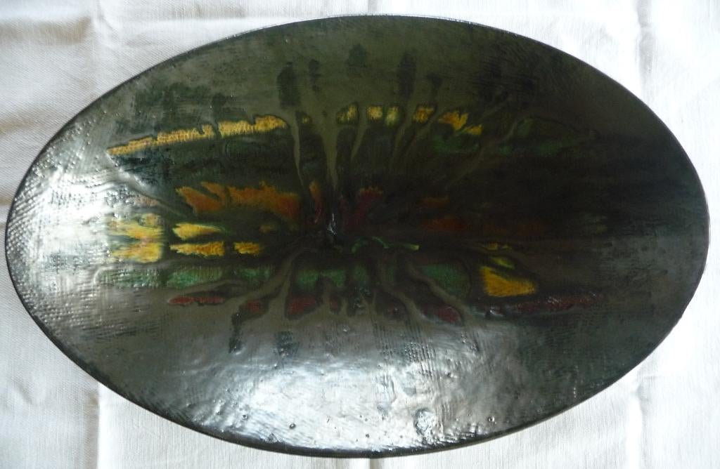 ovale schaal GILDO BARTOCCI 1960 plat ovale signer, Ophalen of Verzenden
