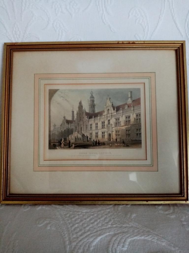 Oud Engelse gravure Stadhuis Leiden door A.H.Payne/1837, Antiek en Kunst, Kunst | Etsen en Gravures, Ophalen of Verzenden