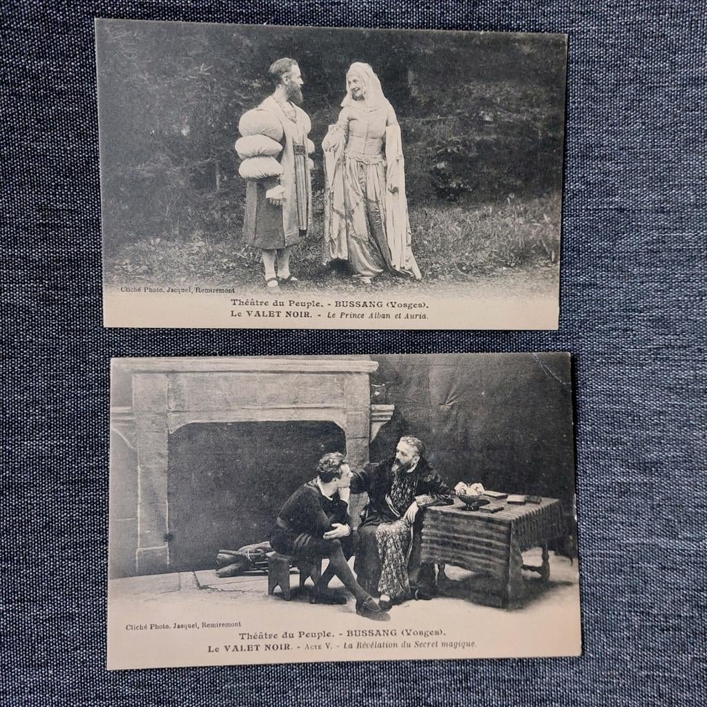 2 oude postkaarten: Théatre du peuple (Bussang), Ophalen of Verzenden