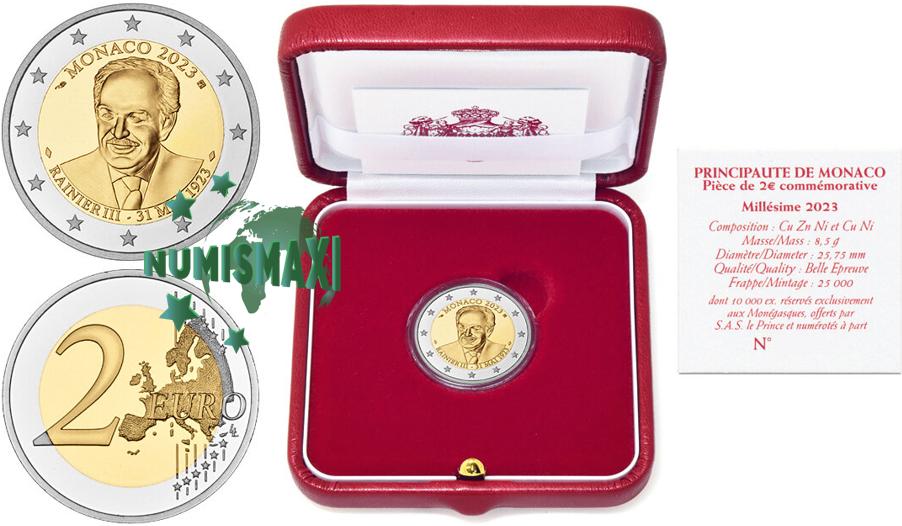 2 euros Monaco 2023 Rainier III, Enlèvement, Monaco, 2 euros