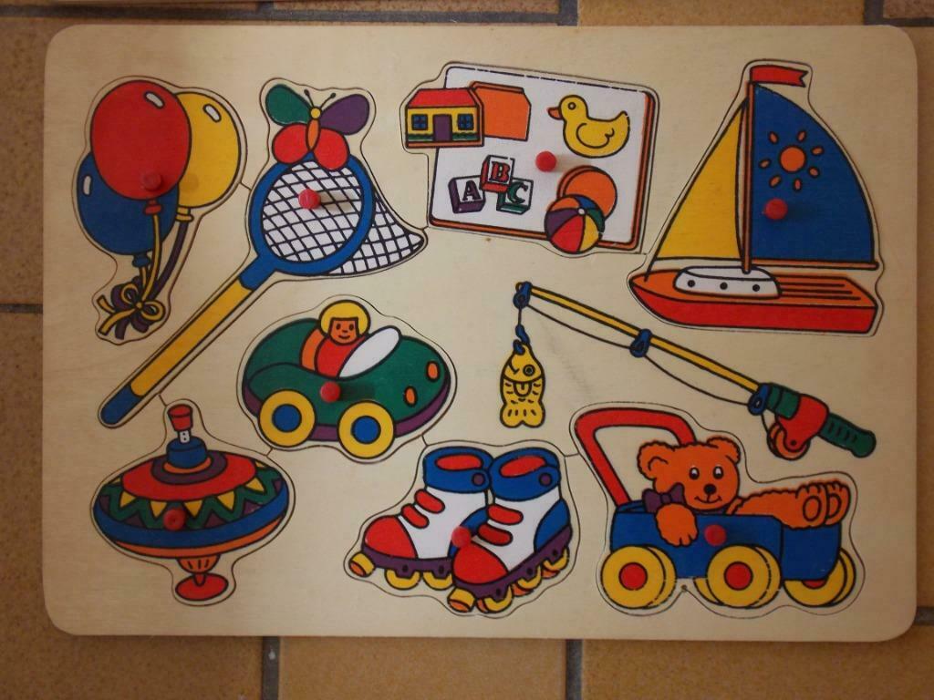 4 houten inlegpuzzels, Kinderen en Baby's, Ophalen of Verzenden, Gebruikt
