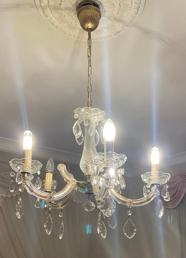 Kristallen luster en wandverlichting, Ophalen, Zo goed als nieuw, Glas