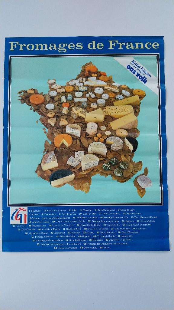 Affiche de fromages de France, Enlèvement ou Envoi, Utilisé, Rectangulaire vertical, Publicité