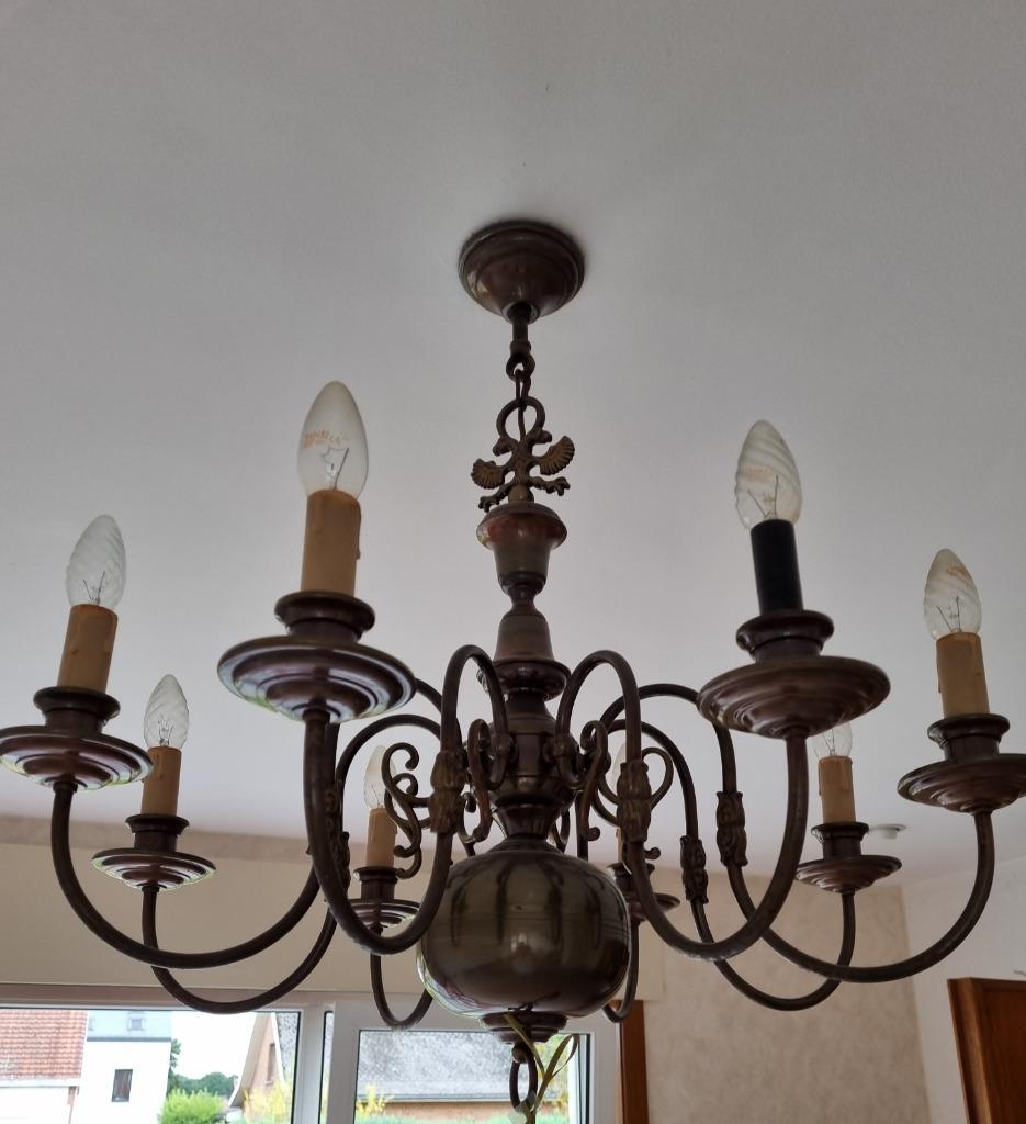 Kroonluchter met 8 takken, Huis en Inrichting, Lampen | Kroonluchters, Ophalen, Metaal