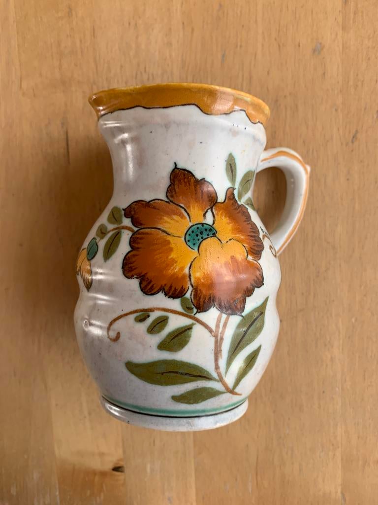 Ancien Pichet Gouda Holland Armand Floral très bon état, Enlèvement ou Envoi