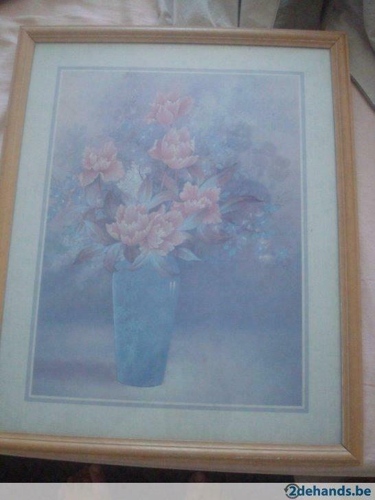 Ingekaderde reproductie - Vaas met bloemen, Maison & Meubles, Accessoires pour la Maison | Décorations murale, Utilisé, Enlèvement