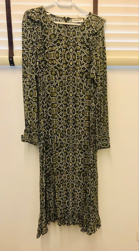 Zwart/groen lang kleed in slangenprint van Essentiel, Enlèvement ou Envoi, Taille 36 (S), Comme neuf, Vert