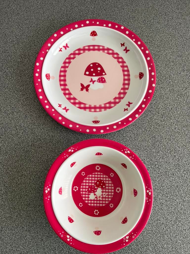 Melamine eetset paddenstoelen, Kinderen en Baby's, Ophalen of Verzenden
